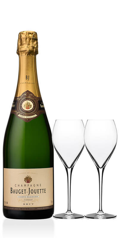 Coffret Champagne Bauget-Jouette Carte Blanche + 2 flûtes