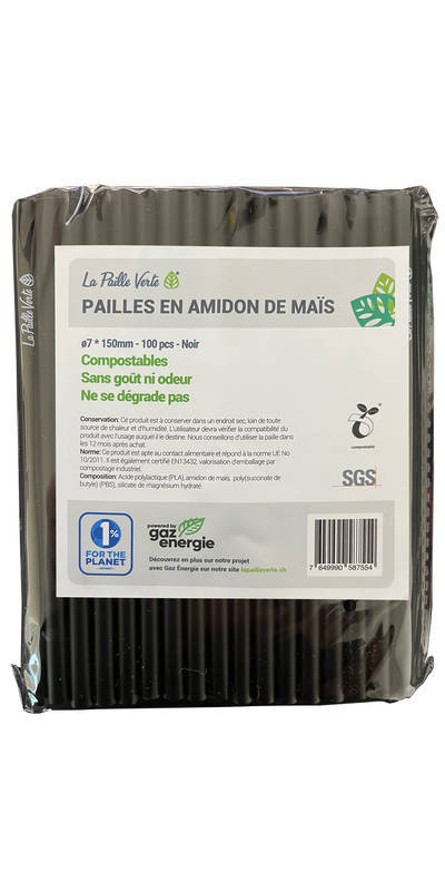 Pailles compostables ø7*150mm - Sachet de 100pcs