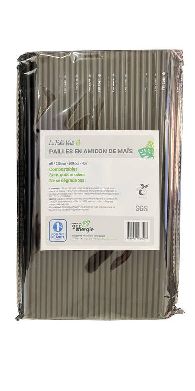 Pailles compostables ø5*240mm - Sachet de 200pcs